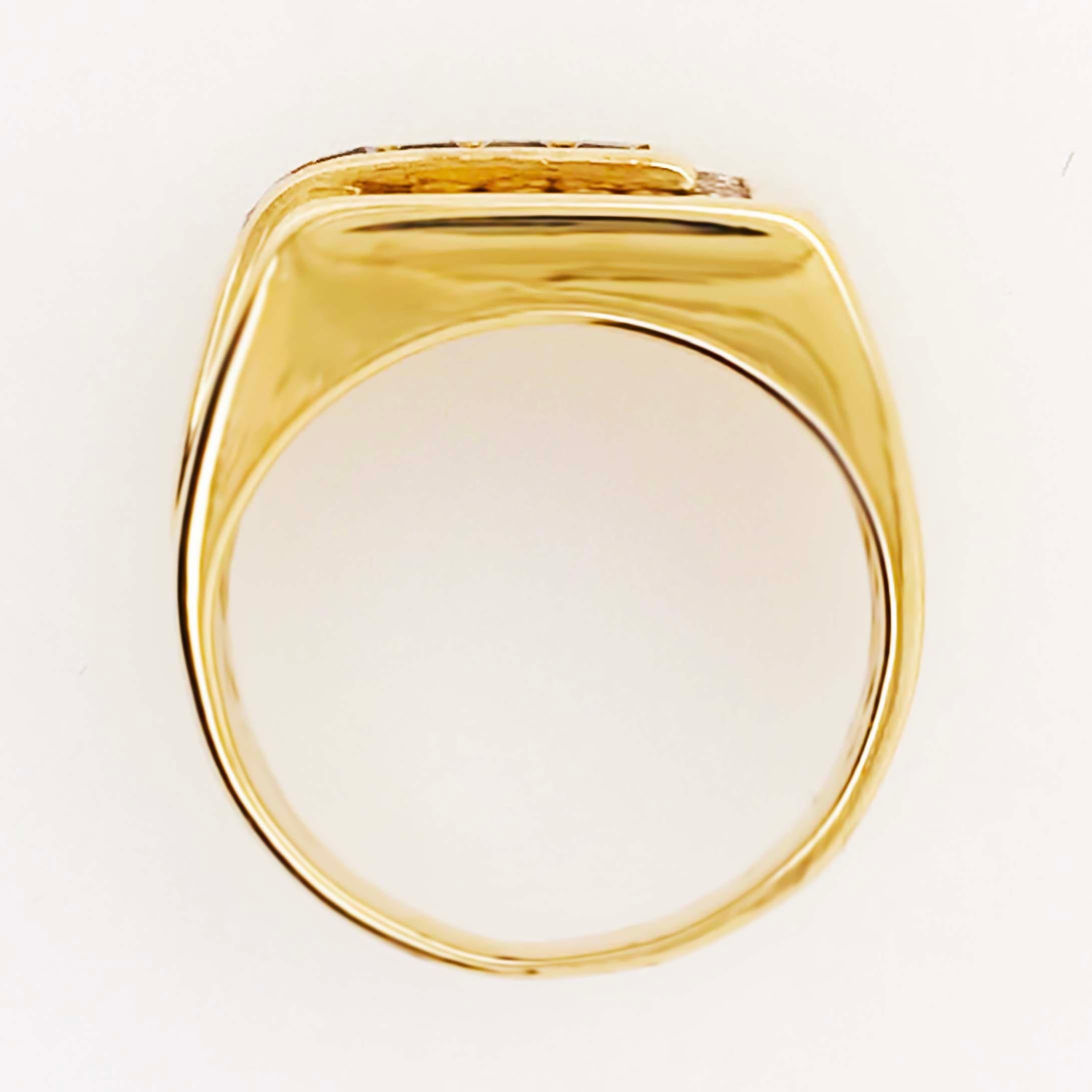 18kt Men’s Sapphire Diamond Rectangle Ring Yellow Gold, Man’s Sapphire 18 K Gold In New Condition In Austin, TX