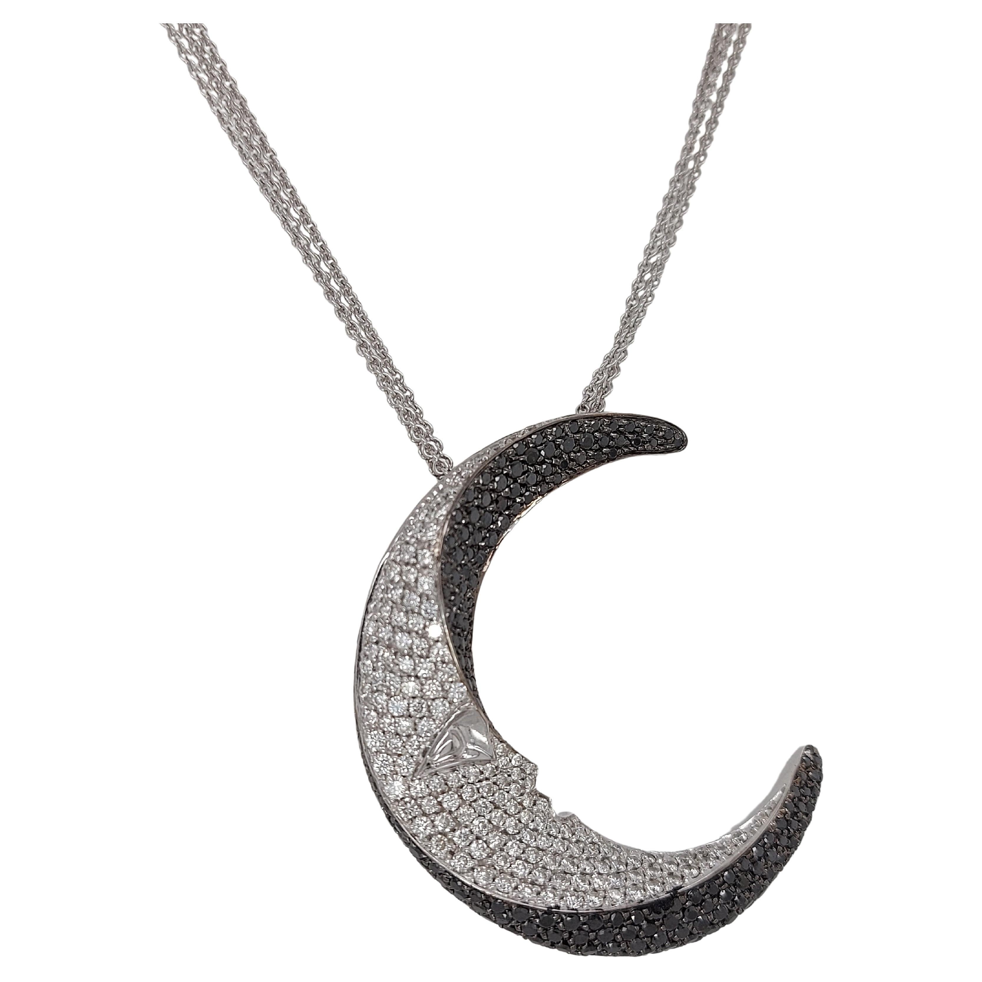 Plat /18kt Yellow Gold Diamond .45ct. Moon Pendant For Sale at 1stDibs