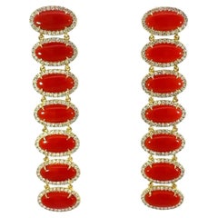 18Kt natural coral and diamond earrings