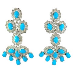 18Kt natural turquoise and diamond earrings