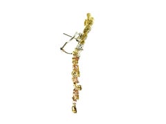 18kt P/Y/W Gold Earrings w/ Slice Diamonds, Colored Rosecut and Pearshape Diamond