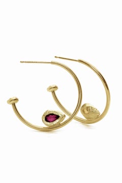 18 Karat Pear Sapphire Hoop