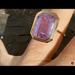 18kt Pink Emerald cut Kunzite ring