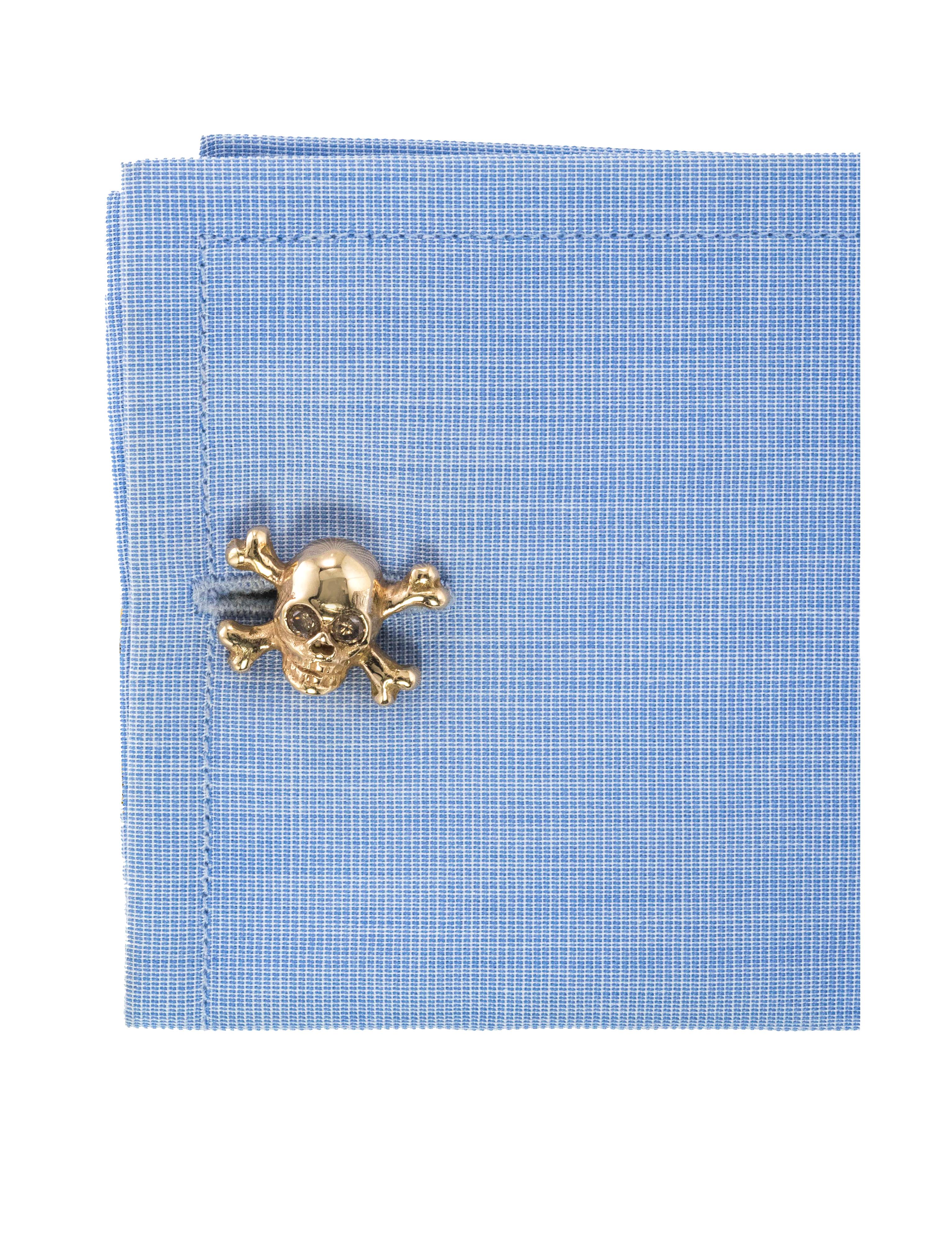 Contemporary 18Kt Pink Gold and Brown Diamonds Skull Cufflinks For Sale