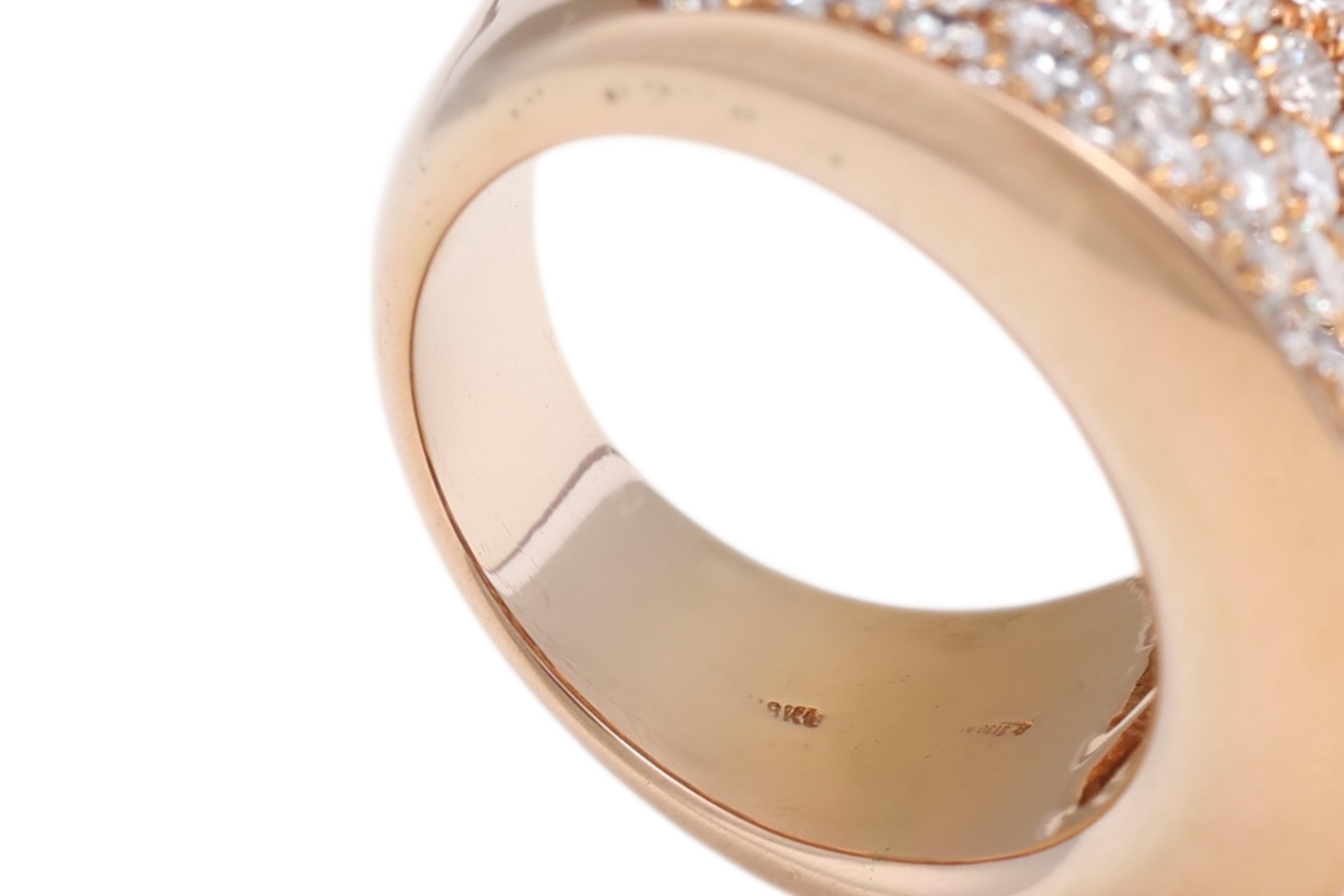 Anello Cocktail in oro rosa 18 carati con 5,80 carati di diamanti taglio brillante incastonati a pavé in vendita 4