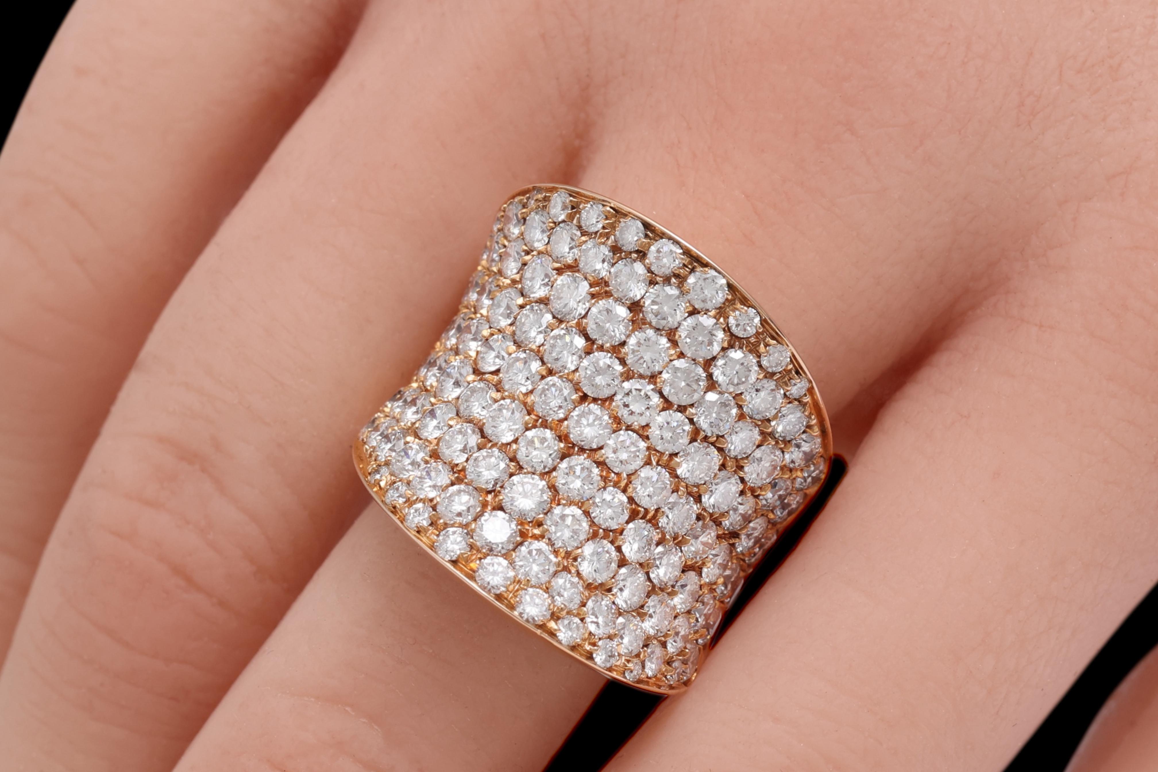 Anello Cocktail in oro rosa 18 carati con 5,80 carati di diamanti taglio brillante incastonati a pavé in vendita 9