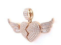 Ciondolo "Cuore alato" in oro rosa 18KT - 2,49 carati di diamanti naturali  A.I.C.