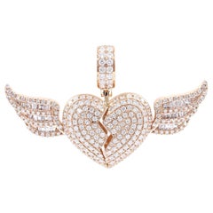 18KT Pink Gold Diamond “Winged Heart” Pendant – 2.49 ct Natural Diamonds  IGI C
