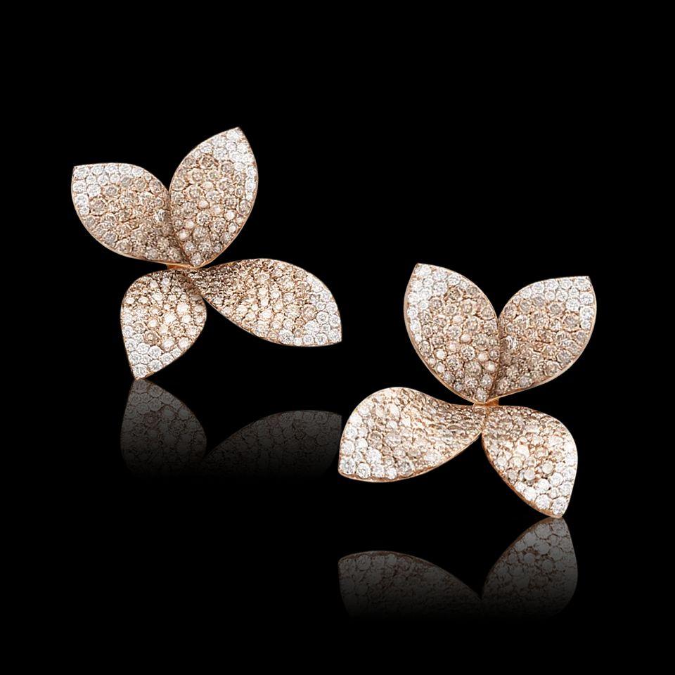 Modern 18kt pink gold Giardini Segreti earrings by Pasquale Bruni For Sale
