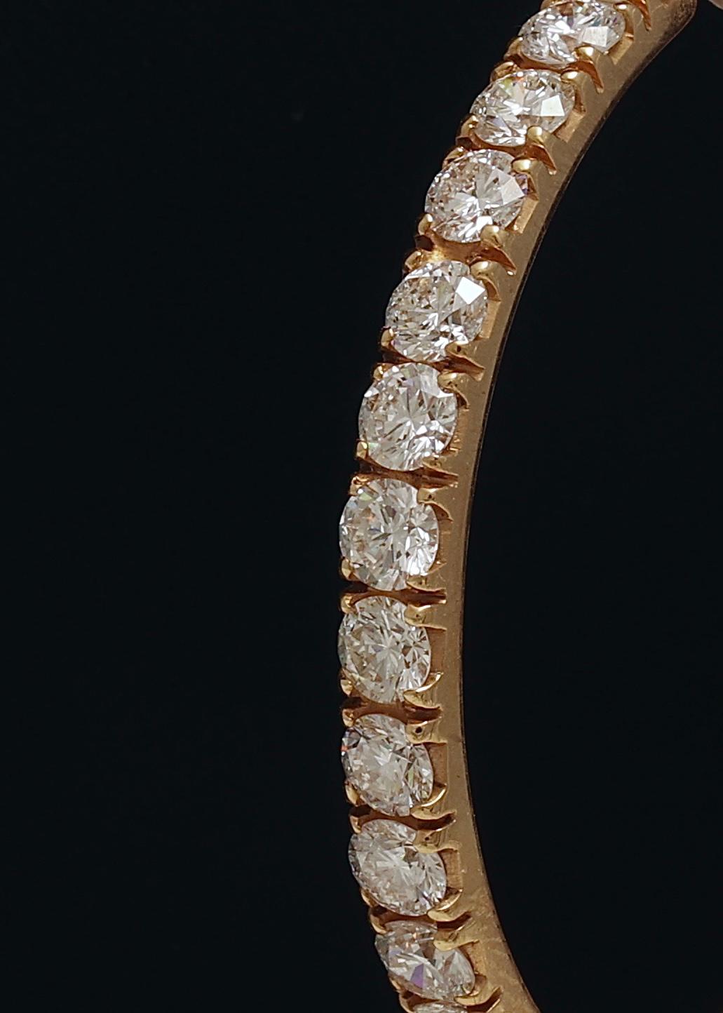 Pendientes de aro/lazo de oro rosa de 18 quilates con 6,62 ct. Diamantes talla brillante Moderno en venta