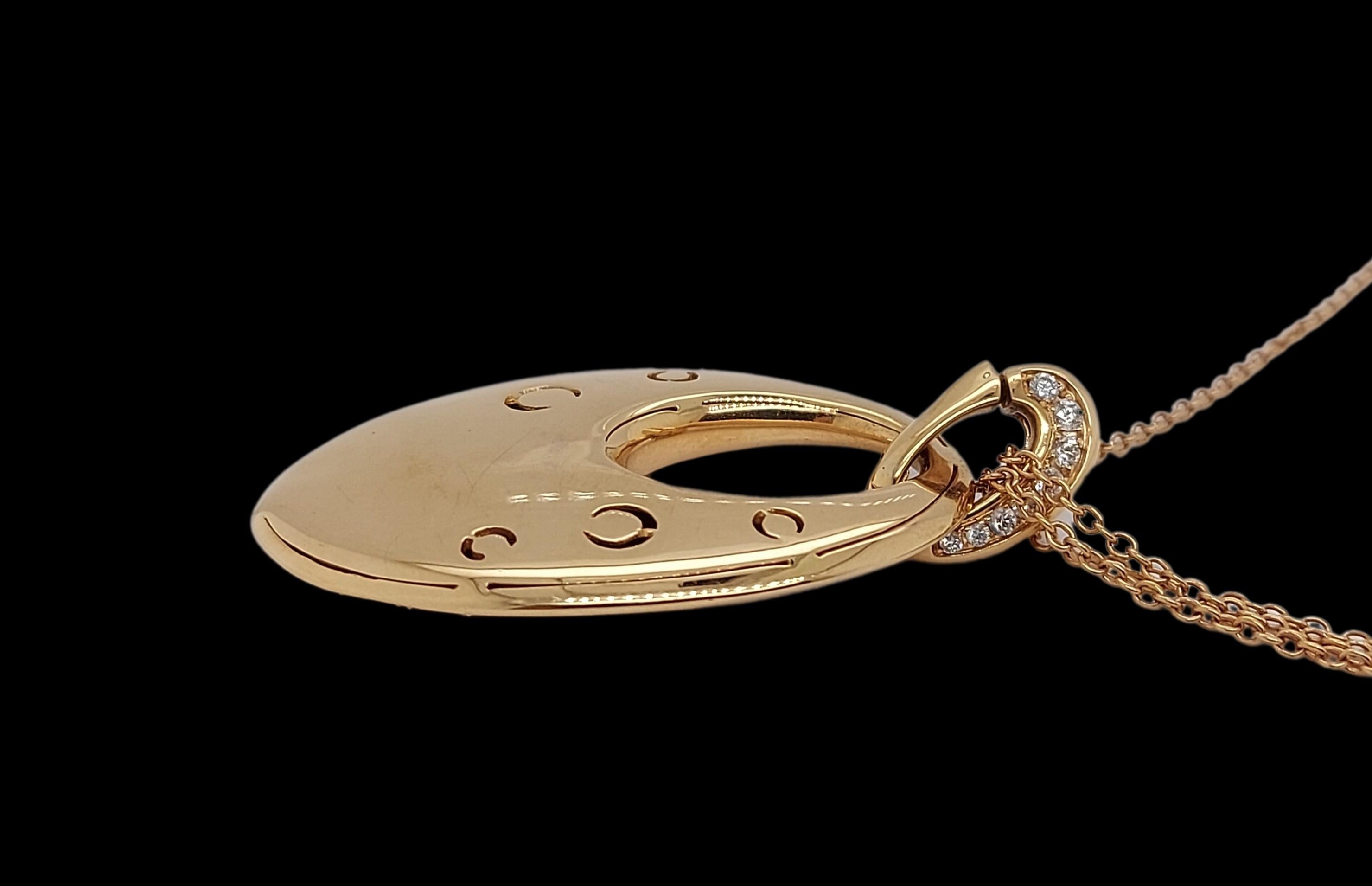 Collier en or rose 18 carats, pendentif serti de diamants blancs et cognac de 3,29 carats en vente 7