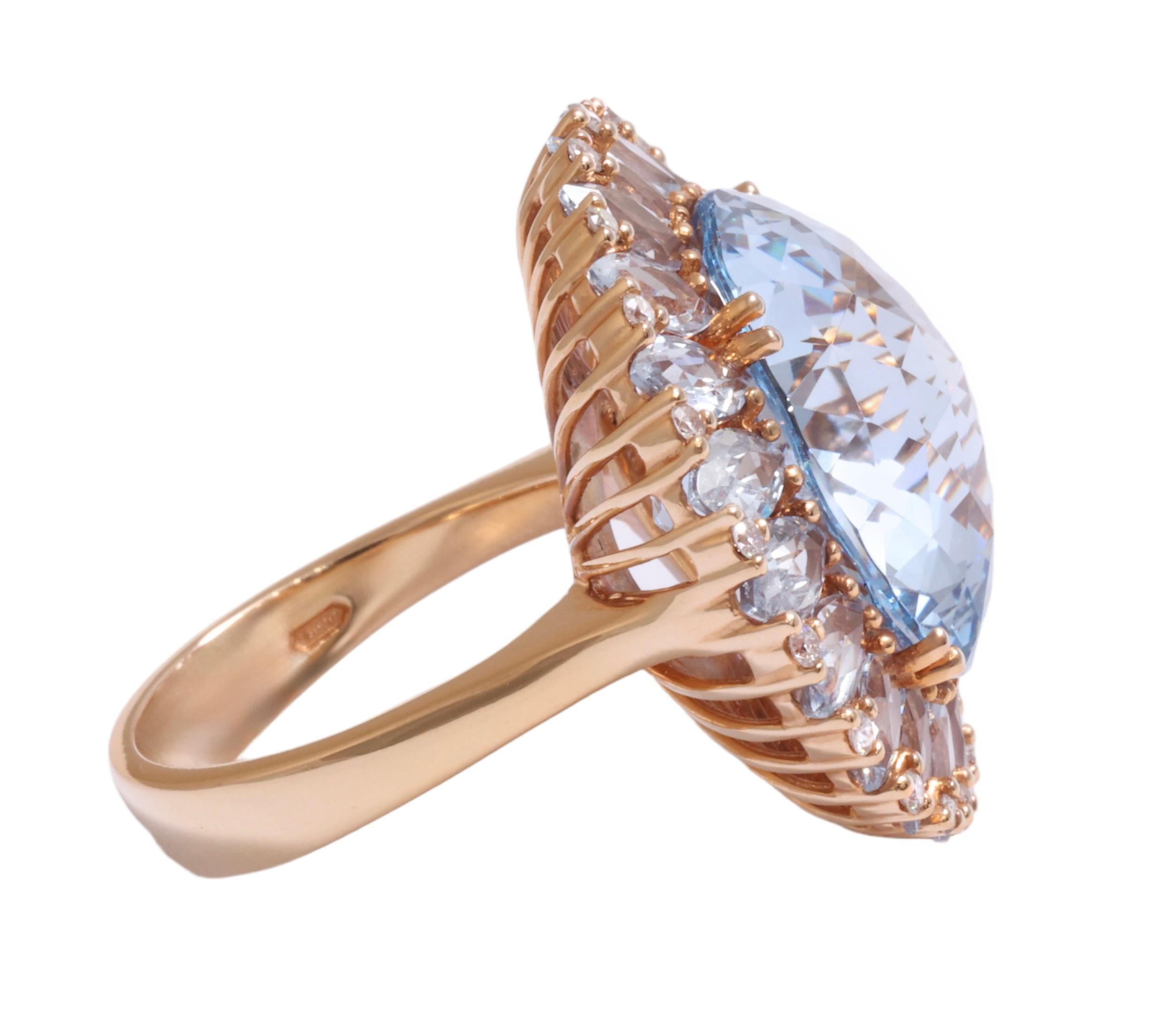 18 Karat Roségold Ring mit 23,70 Karat Topas & 0,20 Karat Diamanten Cocktail-Ring (Moderne) im Angebot