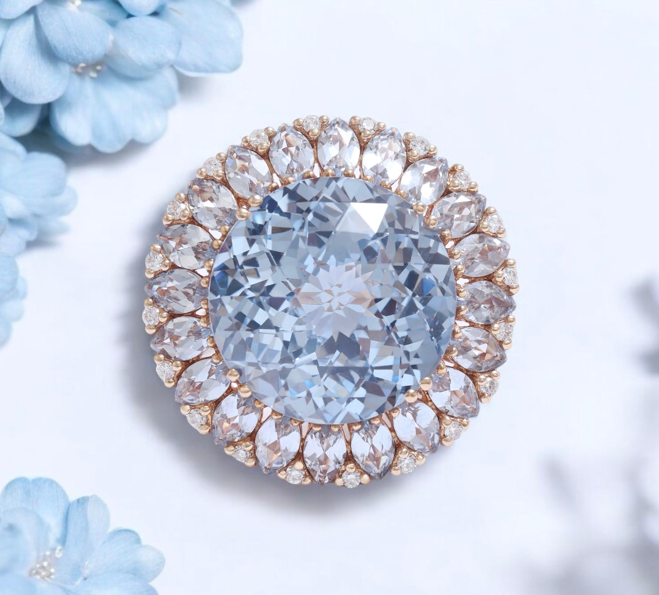 18 Karat Roségold Ring mit 23,70 Karat Topas & 0,20 Karat Diamanten Cocktail-Ring im Angebot 2