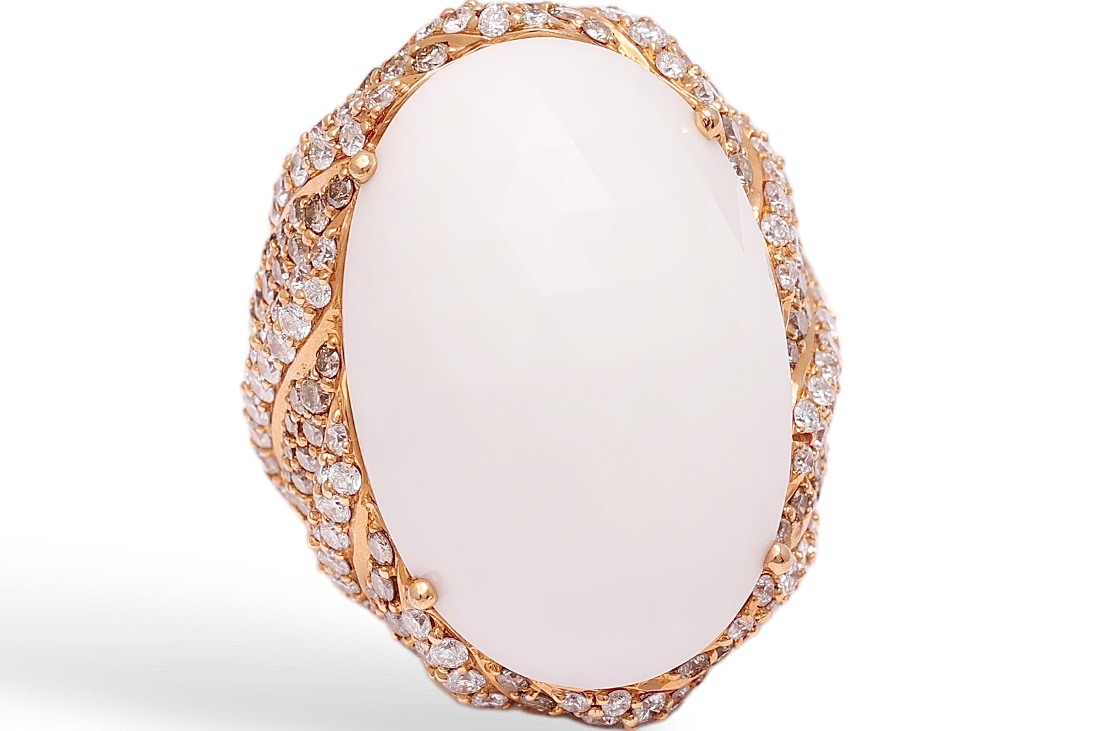 18kt Pink Gold Ring With 5.9 ct Agate Stone and 3.8 ct White & Cognac Brilliant  For Sale 10