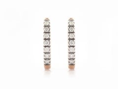 18KT Pink Gold Two-Tone Diamond Pave Huggie Hoop Earrings