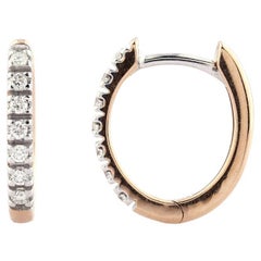 18KT Pink Gold Two-Tone Diamond Pave Huggie Hoop Earrings