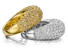 18kt Pink Gold & White Gold Ring with White & Cognac Diamonds