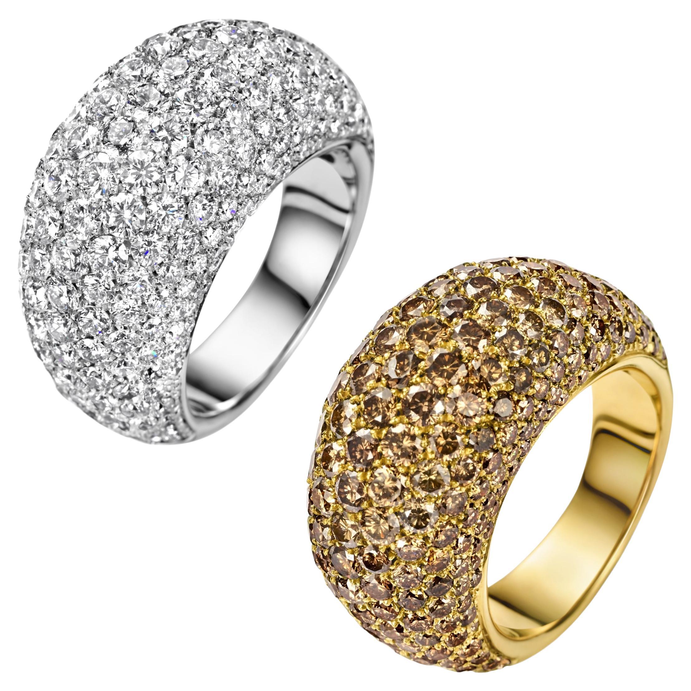 Ring aus 18 Karat Roségold und Weißgold mit weißen und cognacfarbenen Diamanten