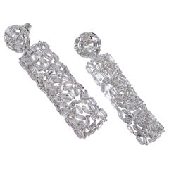 18kt Platinum Plated 
Blinding CZ Exceptional Runway Pierced Earrings