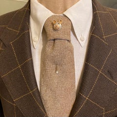 18Kt Red White Gold Black Diamond Wolfhound Australian Pearl Stick-Pin Brooch