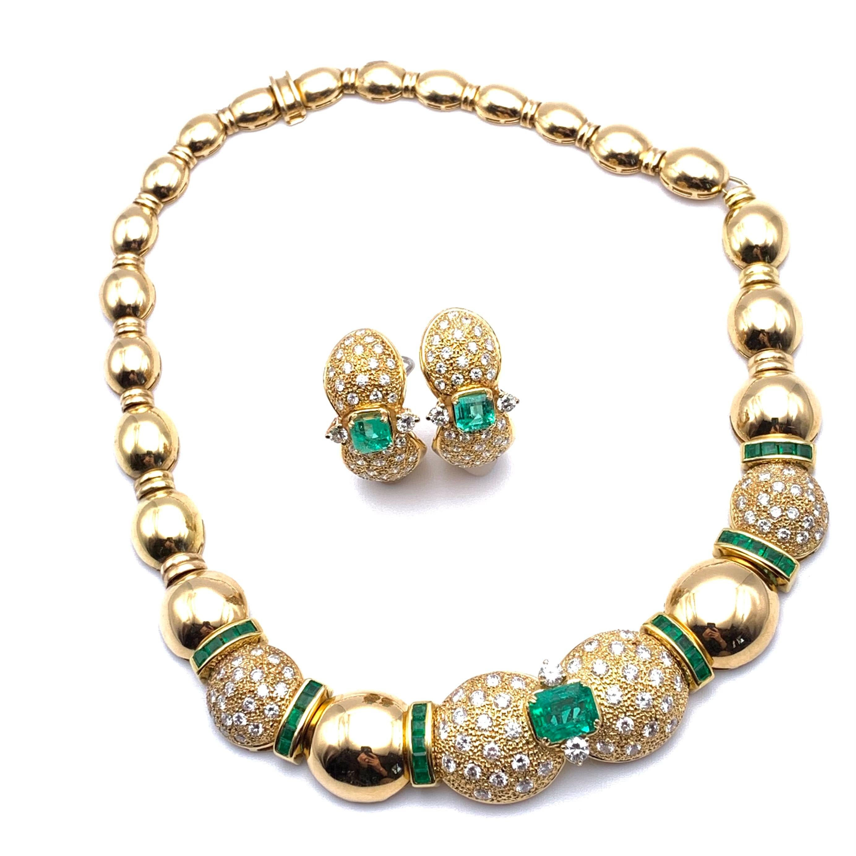 Parure Demi con smeraldo e diamante d'epoca 18KT in vendita 7