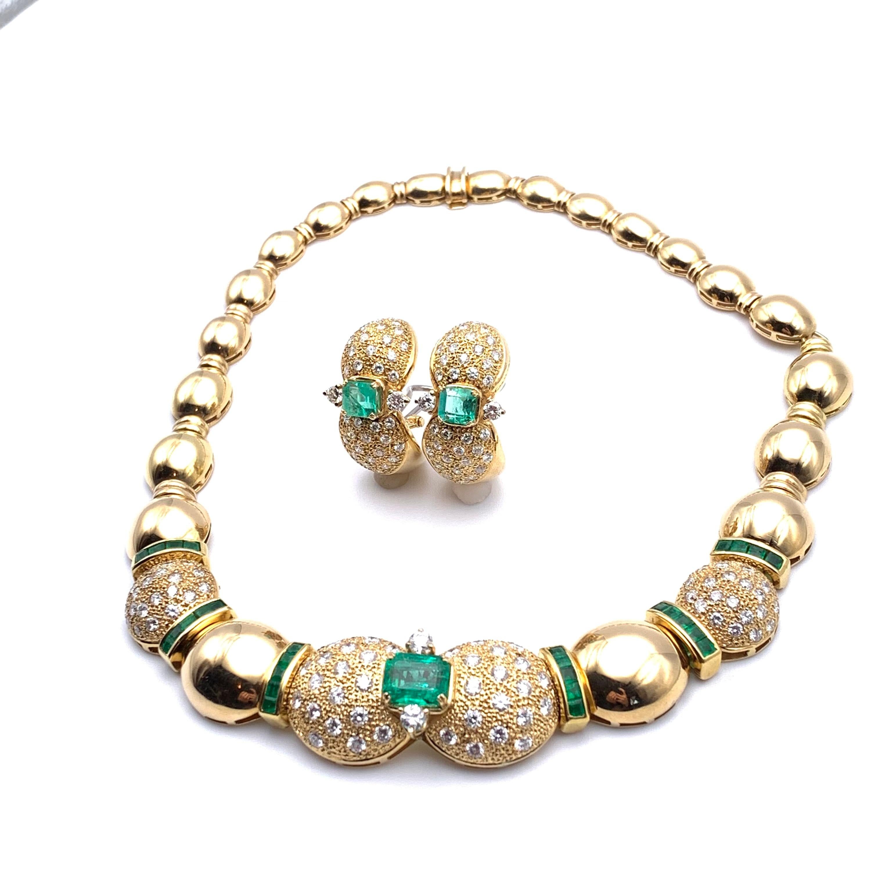 Parure Demi con smeraldo e diamante d'epoca 18KT in vendita 8