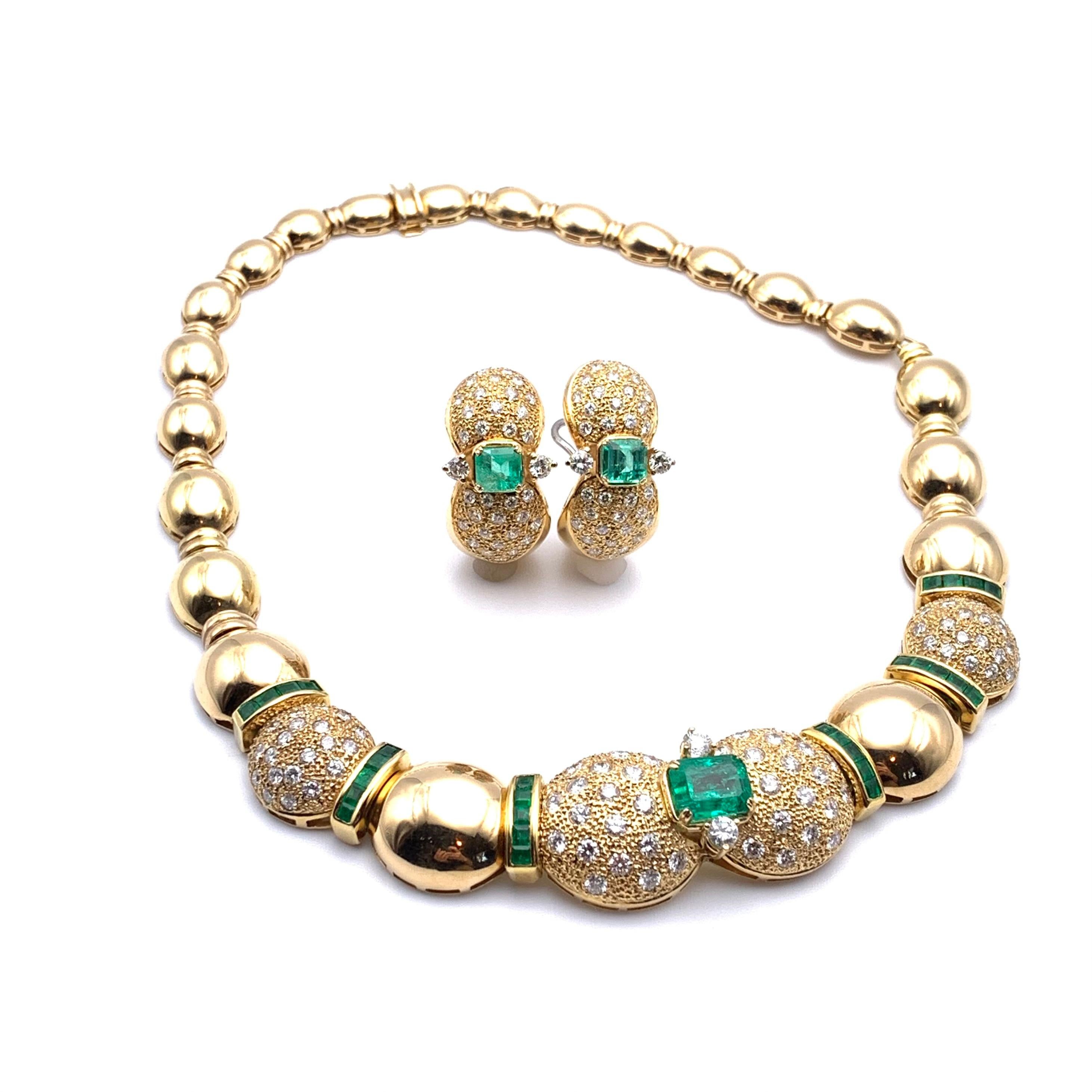 Parure Demi con smeraldo e diamante d'epoca 18KT in vendita 9