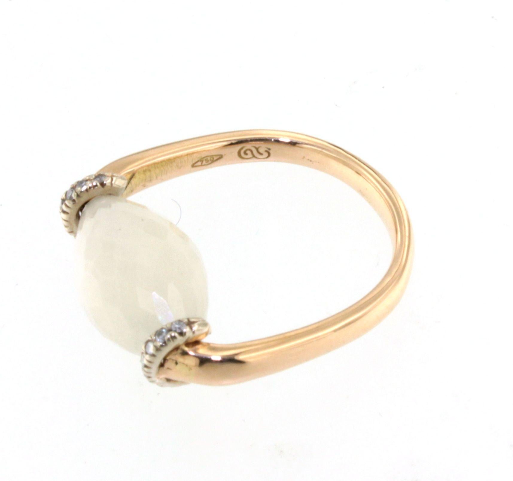 18 Karat Weißgold Natürliche Steine Weißgold Natursteine Weißer Diamant Mode Eleganter Cocktail-Ring (Moderne) im Angebot