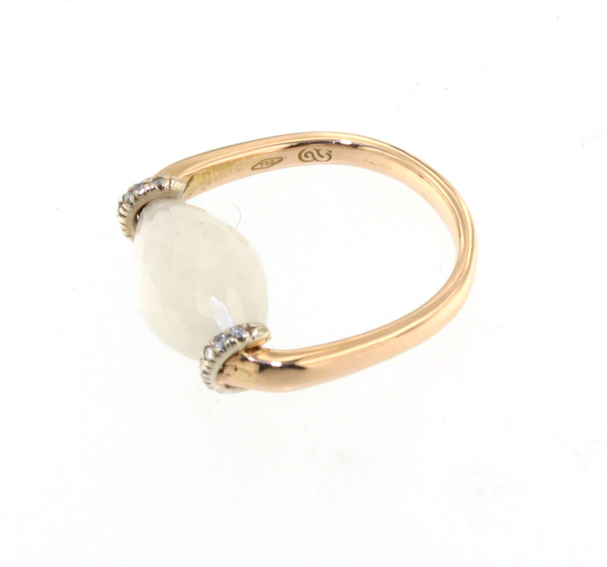 18 Karat Weißgold Natürliche Steine Weißgold Natursteine Weißer Diamant Mode Eleganter Cocktail-Ring im Zustand „Neu“ im Angebot in GALLARATE, IT