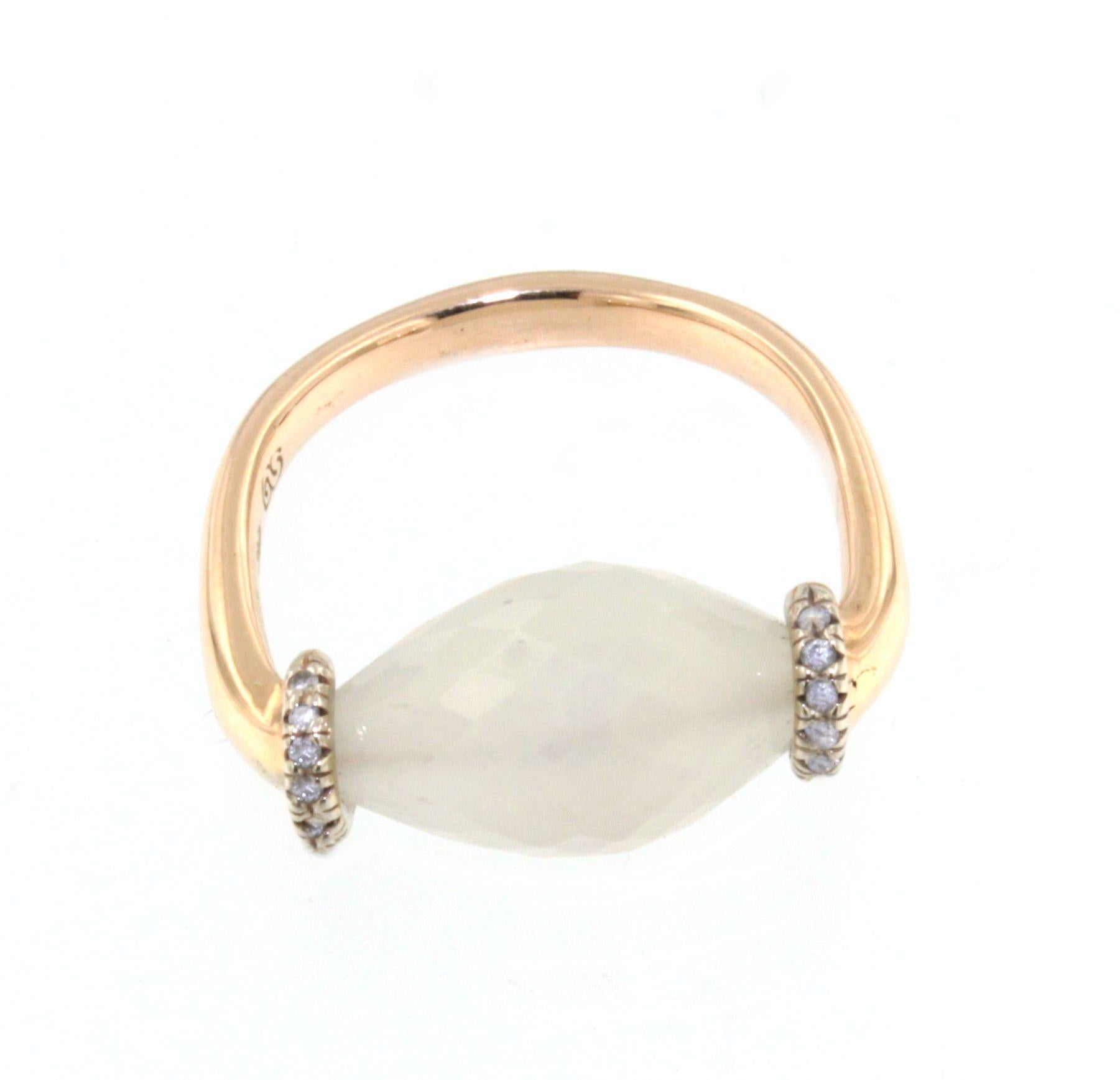 18 Karat Weißgold Natürliche Steine Weißgold Natursteine Weißer Diamant Mode Eleganter Cocktail-Ring im Angebot 1