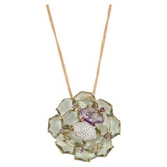 18kt Rose and White Gold Les Gemmes Necklace with Green Amethyst and Diamonds