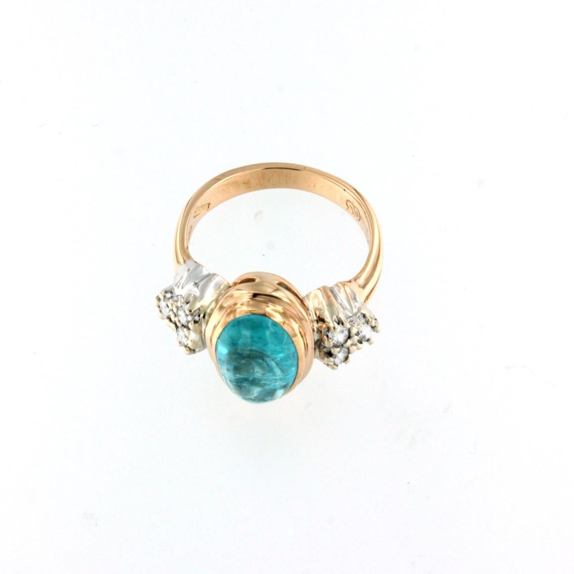 18kt Rose and White Gold with Apatite and White Diamonds Ring In New Condition For Sale In GALLARATE, IT