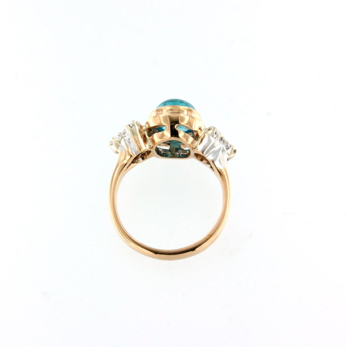 Women's or Men's 18kt Rose and White Gold with Apatite and White Diamonds Ring For Sale