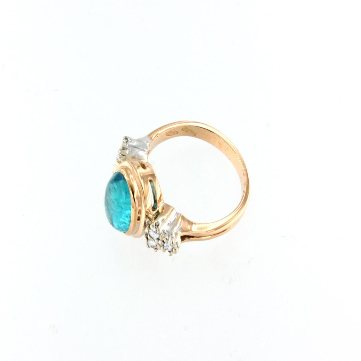 18kt Rose and White Gold with Apatite and White Diamonds Ring For Sale 1