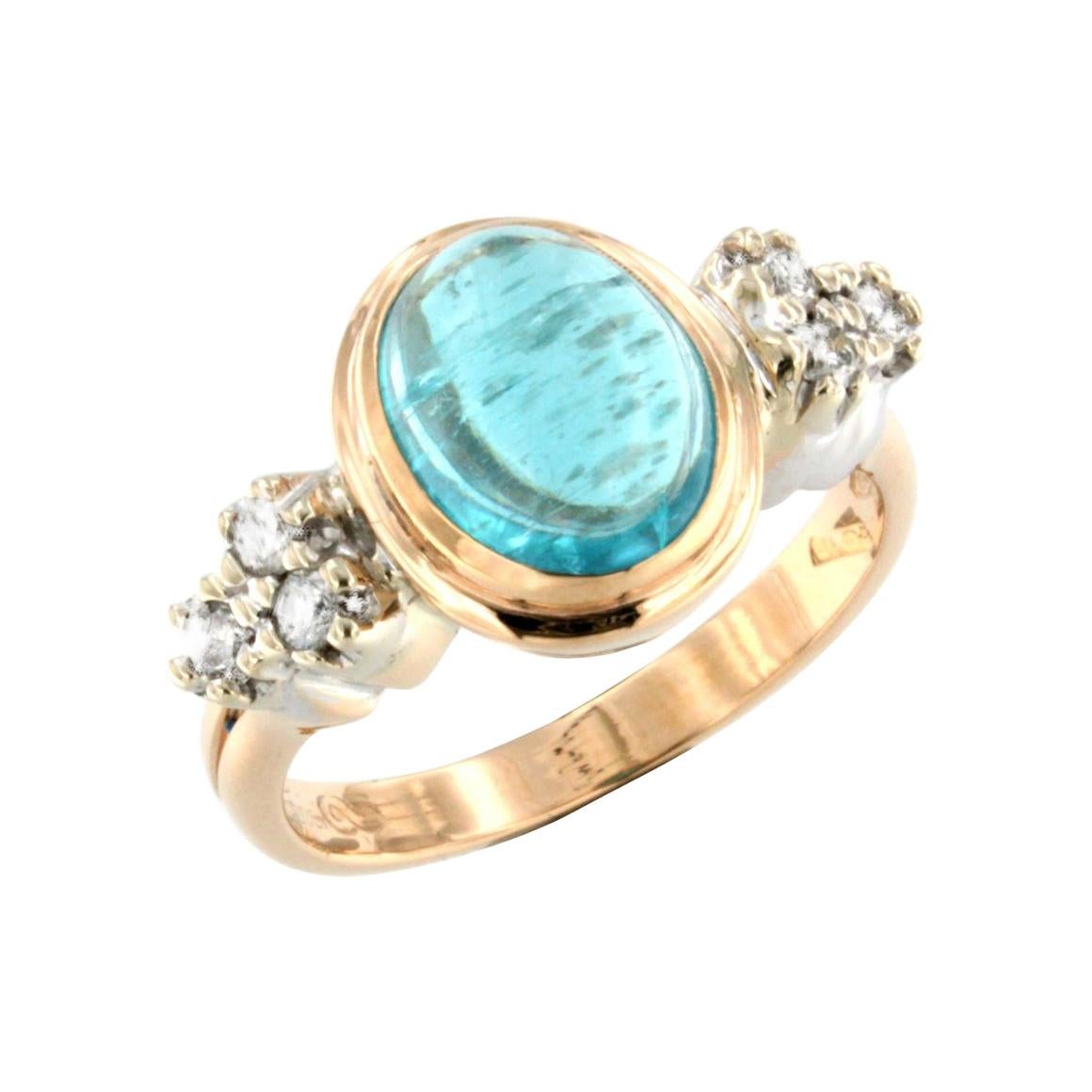 18kt Rose and White Gold with Apatite and White Diamonds Ring For Sale