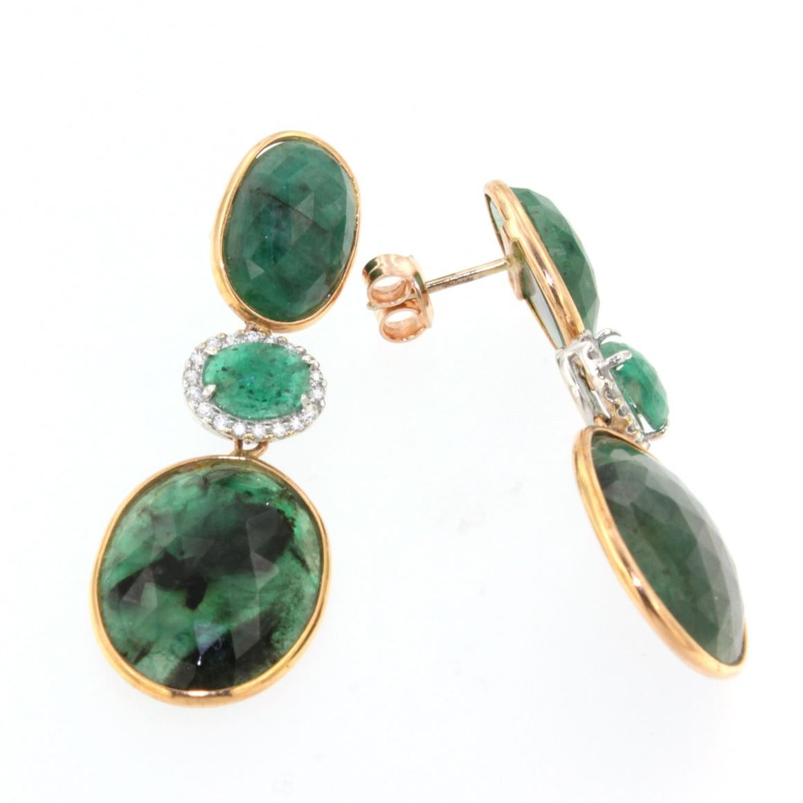 rose gold and emerald earrings