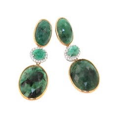 18kt Rose and White Gold with Emerald Earrings