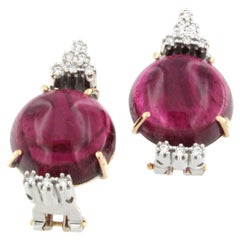 18kt Rose and White Gold with Pink Tourmaline and White Diamonds Earrings