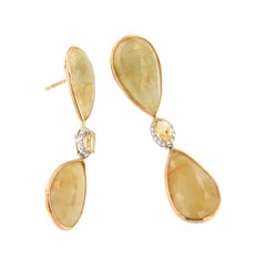 18kt Rose and White Gold with Yellow Sapphires and White Diamonds Earrings
