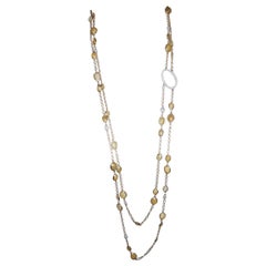 18kt Rose and White Gold with Yellow Sapphires White Diamonds Modern Necklace