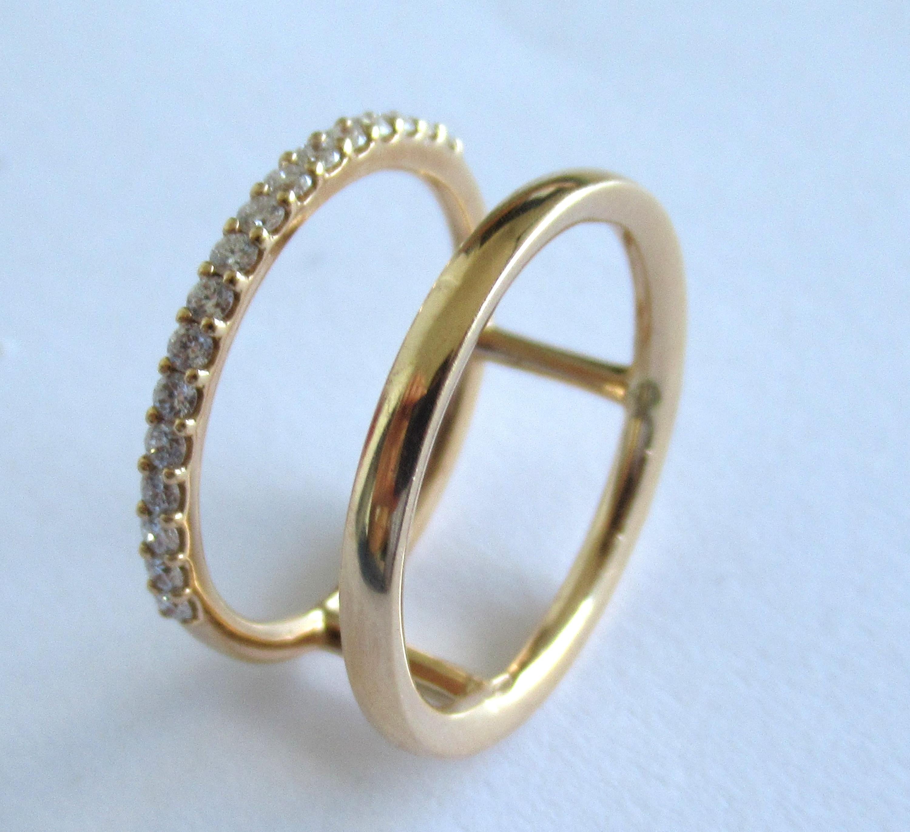 Ring aus 18 Karat Roségold mit 0,26 Karat weißen Diamanten (Brillantschliff) im Angebot