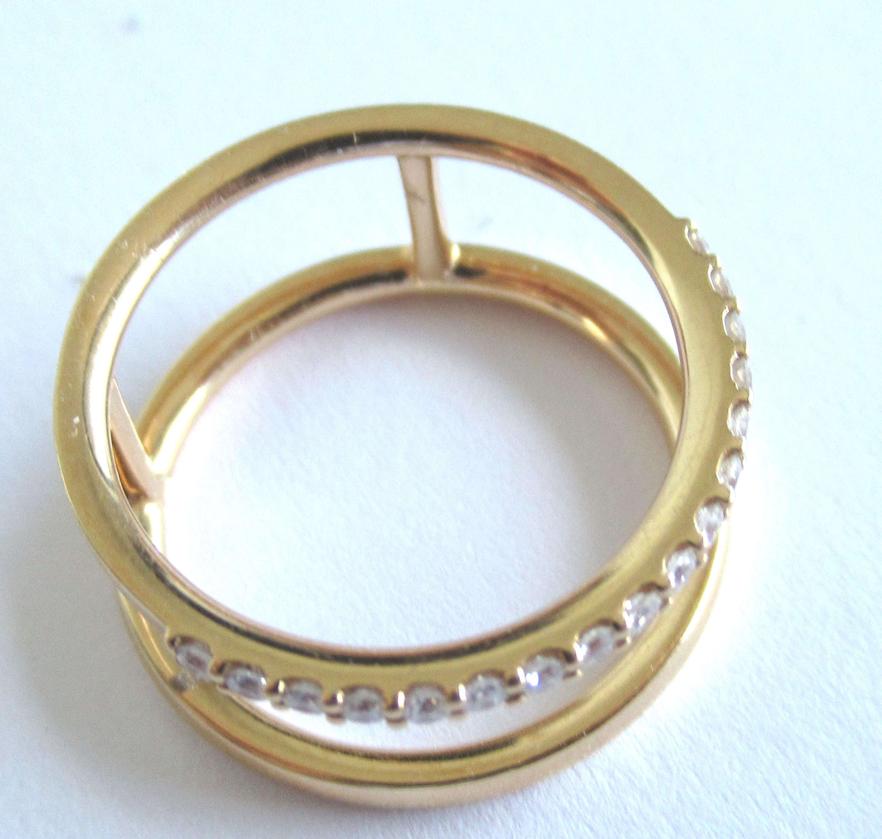 Brilliant Cut 18 Karat Rose Gold 0.26 Carat White Diamonds Ring For Sale