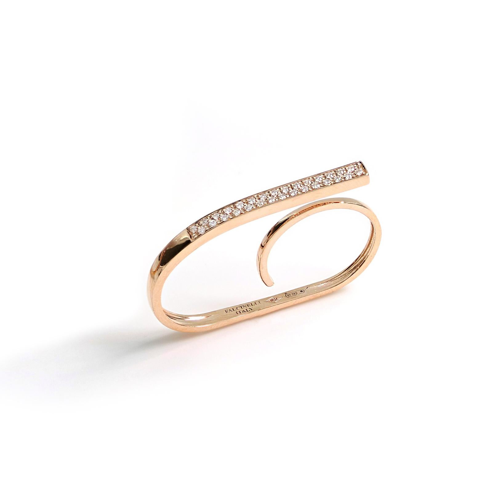 For Sale:  18kt Rose Gold 3Chic Double Finger Big Ring with Diamonds and Topaze 3