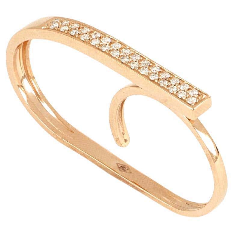 Customizable 18kt Rose Gold 3Chic Double Finger Big Ring with Diamonds ...