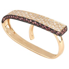 18kt Rose Gold 3Chic Double Finger Big Ring with Diamonds and Topazes