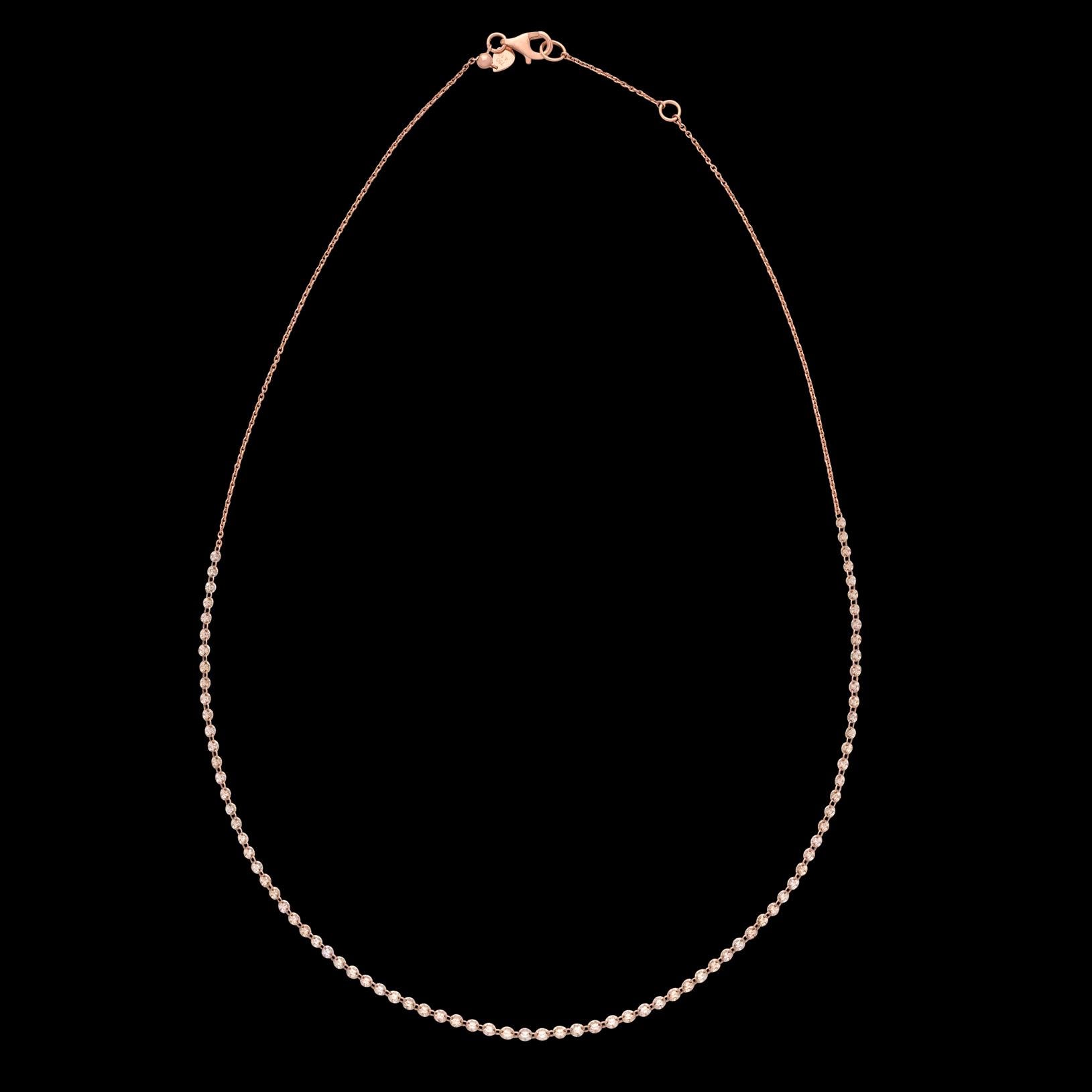 18kt Rose Gold 4.10 Carat Diamond Necklace In New Condition For Sale In San Francisco, CA