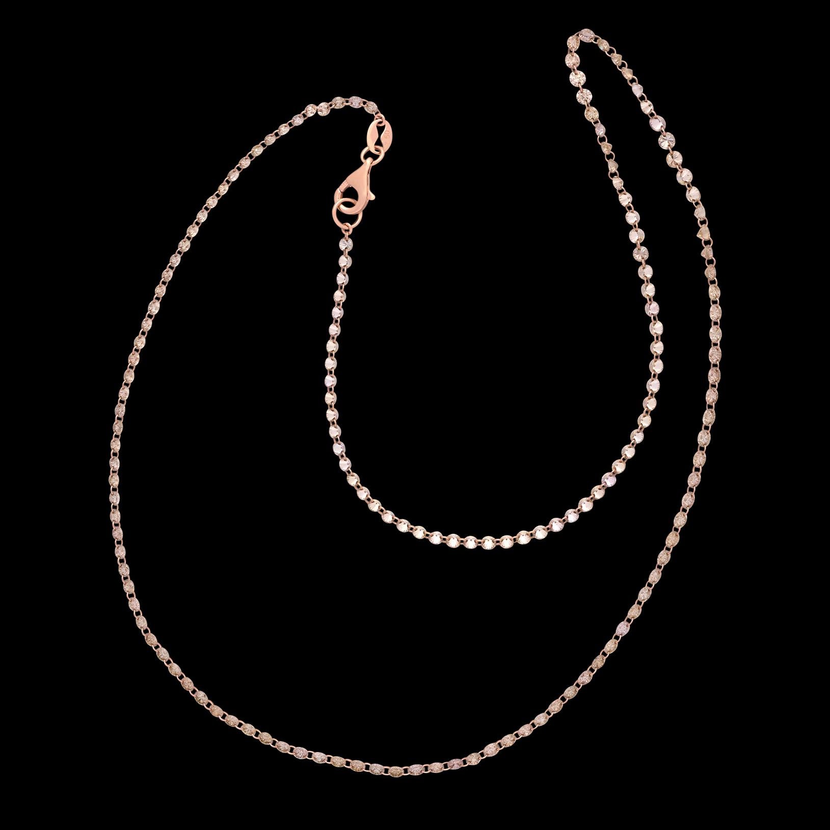 An exceptional piece that is meant to be enjoyed for a lifetime! This 18 karat Rose Gold necklace features 157 perfectly cut round brilliant diamonds weighting a total of 7.50 carats (averaging I-SI). The diamonds have been set in such a unique way,