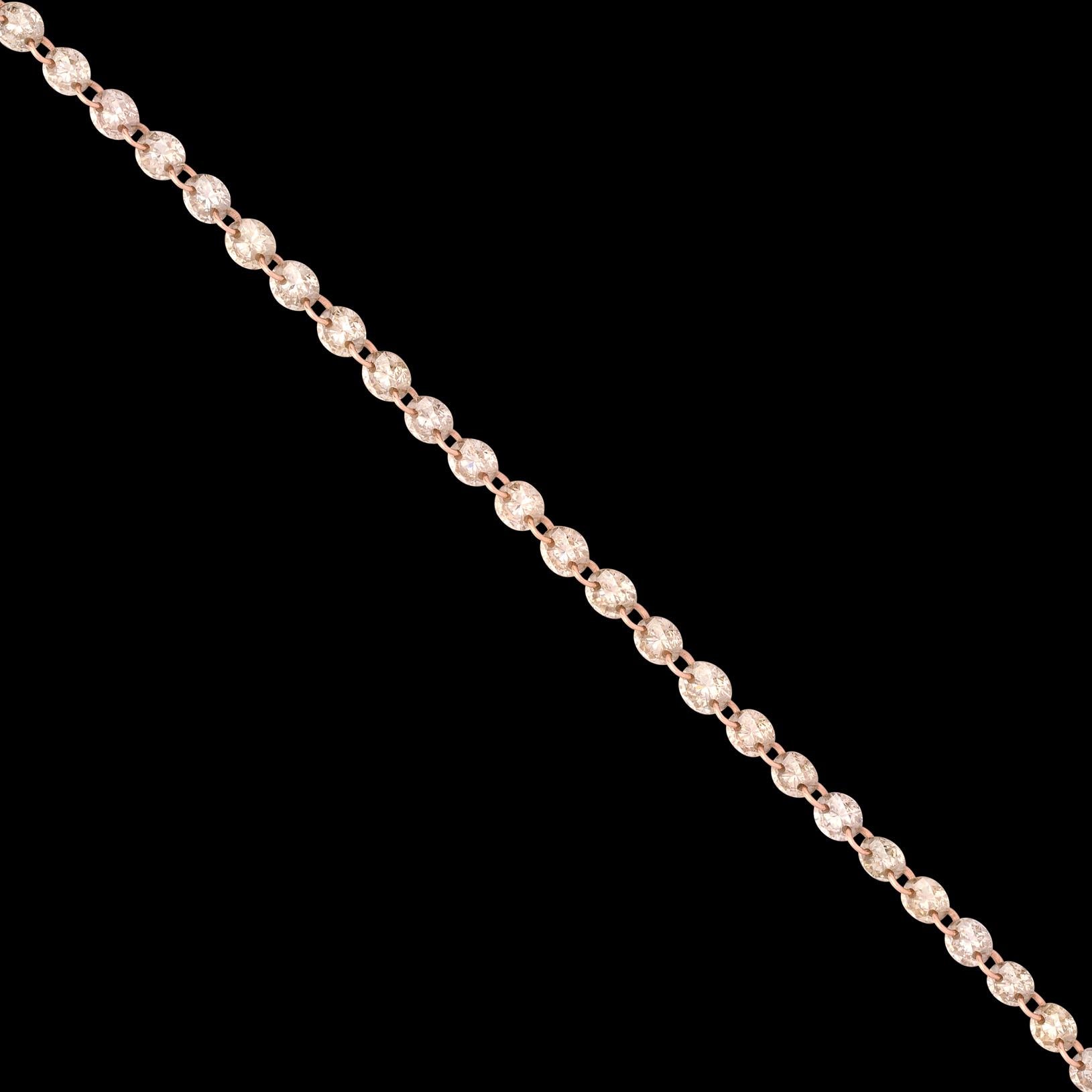 Women's 18kt Rose Gold 7.50 Carat Diamond Necklace For Sale