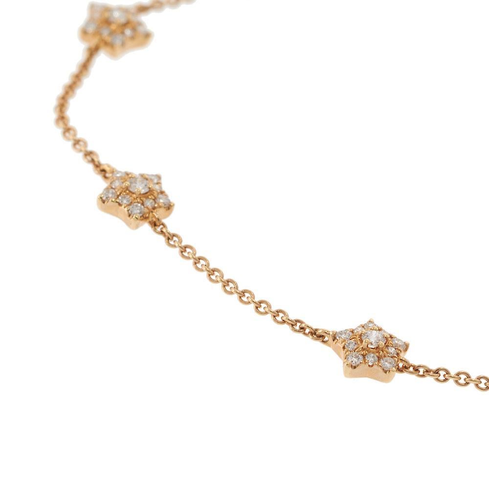 Taille ronde Bracelet étoile en or rose 18KT réglable avec diamants en vente