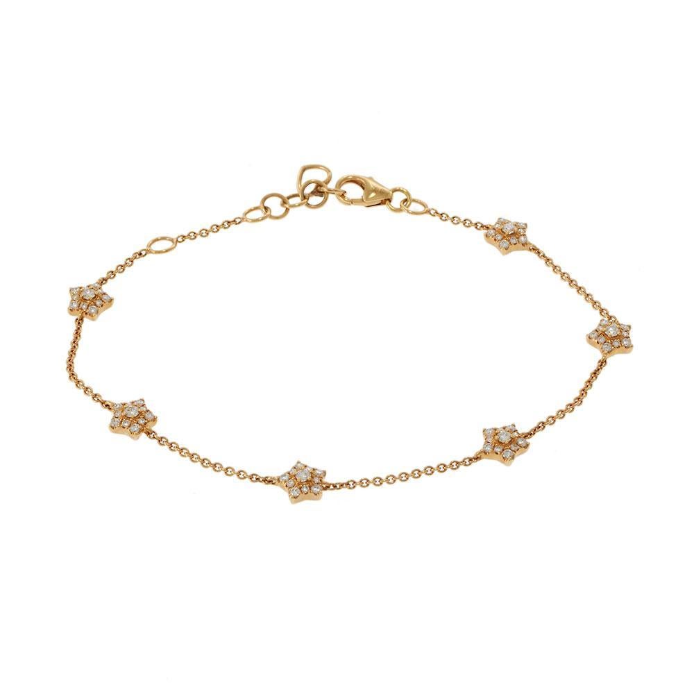 Bracelet étoile en or rose 18KT réglable avec diamants Neuf - En vente à New York, NY